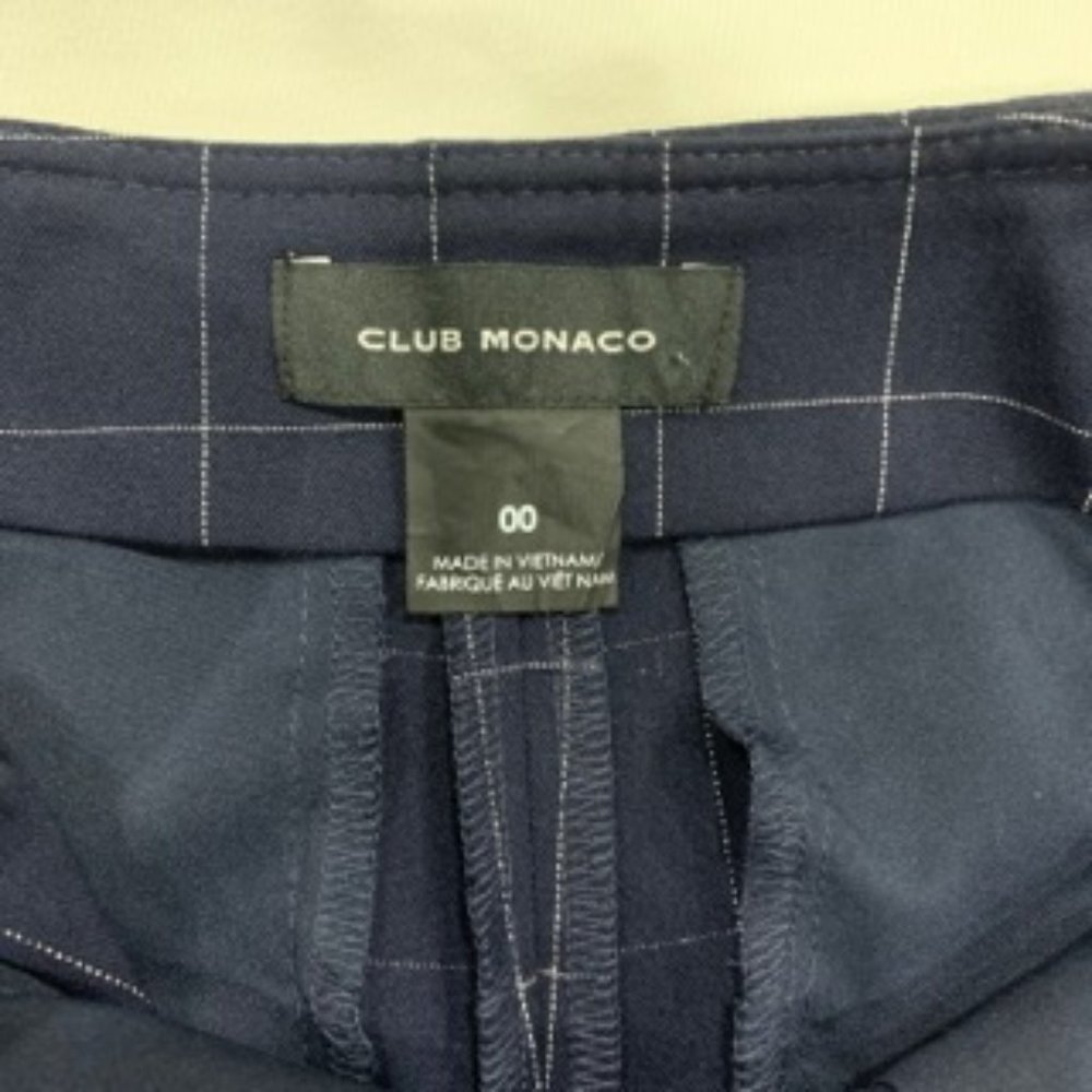 CLUB MONACO  BRAND  SIZE 00 DARK NAVY COLOR/WHITE GRID - Picture 8 of 13
